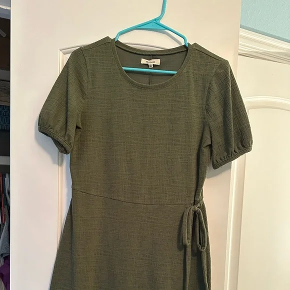 Madewell | Dresses | Green Madewell Puff Sleeve Dress | Poshmark